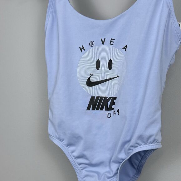 Nike Have a Nike Day Women's Small U Back One Piece Swimsuit Blue Happy Face - Picture 2 of 7